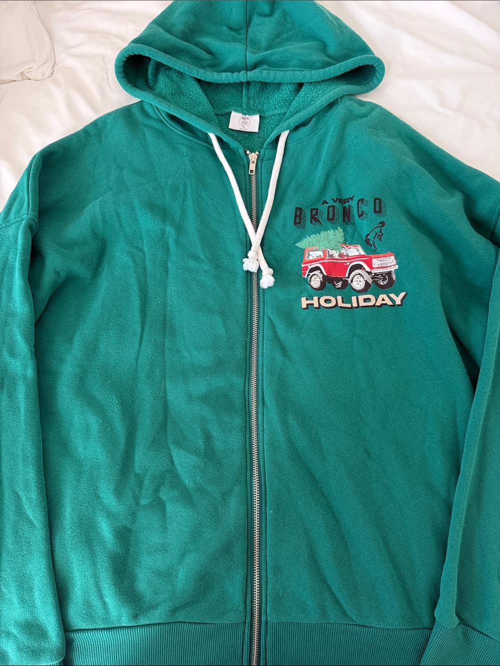 Ford Teal Zip-Up Bronco Holiday Hoodie